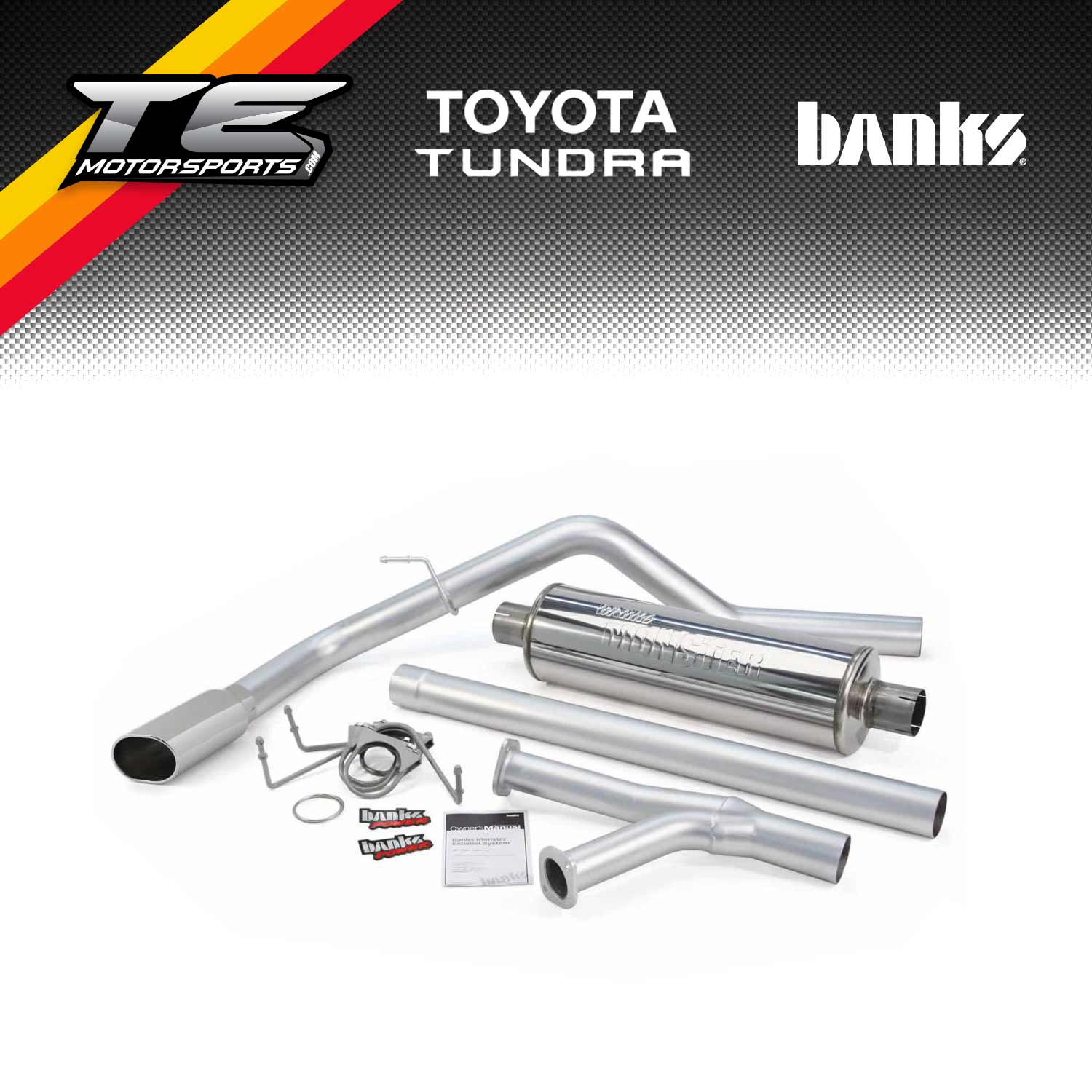 Banks Monster Exhaust System, 3-inch Single Exit, Chrome Tip for 2009-2019 Toyota Tundra 4.6L/5.7L, DCMB, CMCB